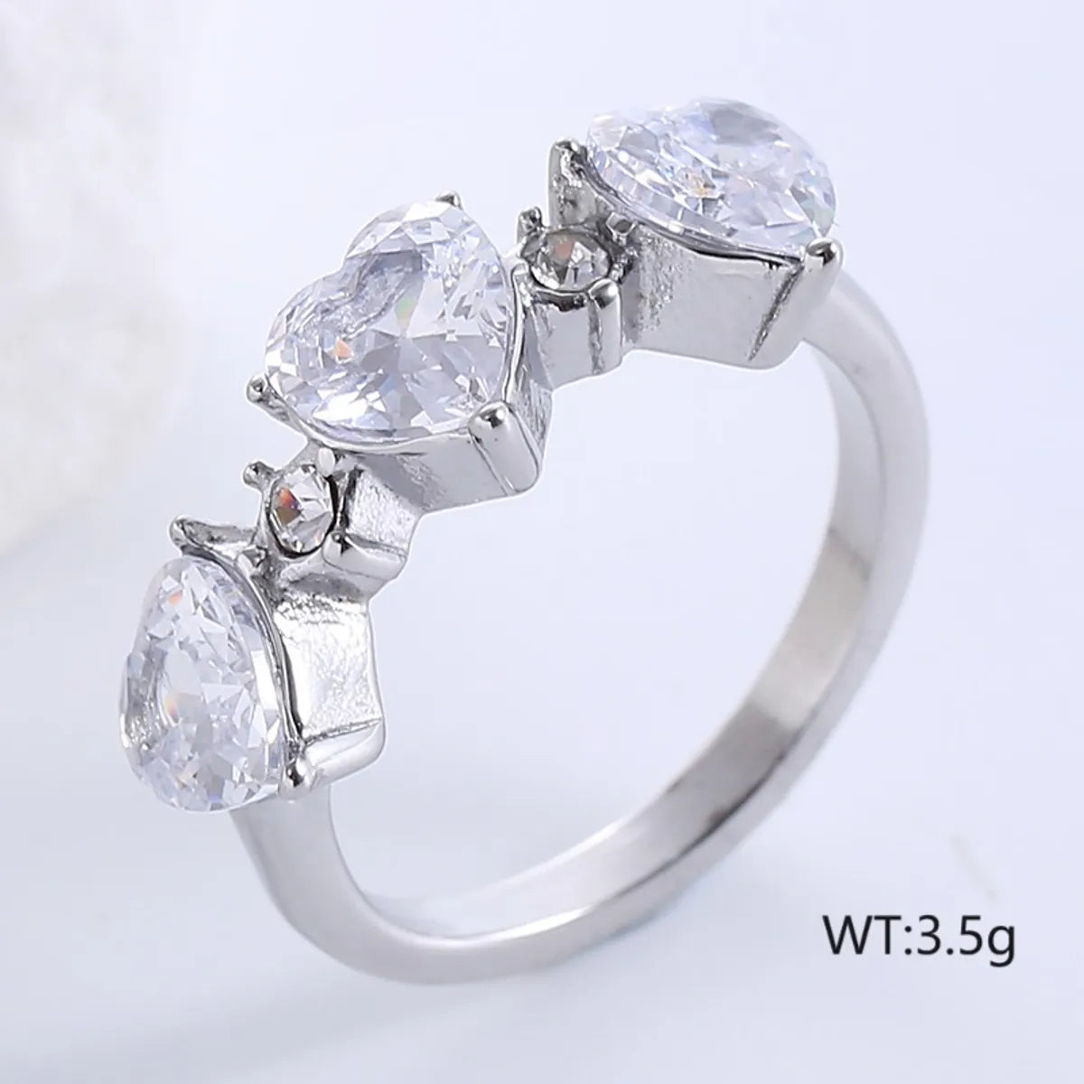 Romantic Classic Style Heart Shape Stainless Steel Plating Inlay Zircon 18k Gold Plated Rose Gold Plated Rings