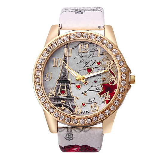 Romantic Eiffel Tower Buckle Quartz Women'S Watches