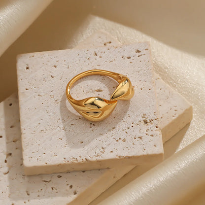 Romantic Geometric Heart Shape Flower Copper Plating 18k Gold Plated Silver Plated Open Rings