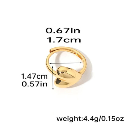 Romantic Geometric Heart Shape Flower Copper Plating 18k Gold Plated Silver Plated Open Rings