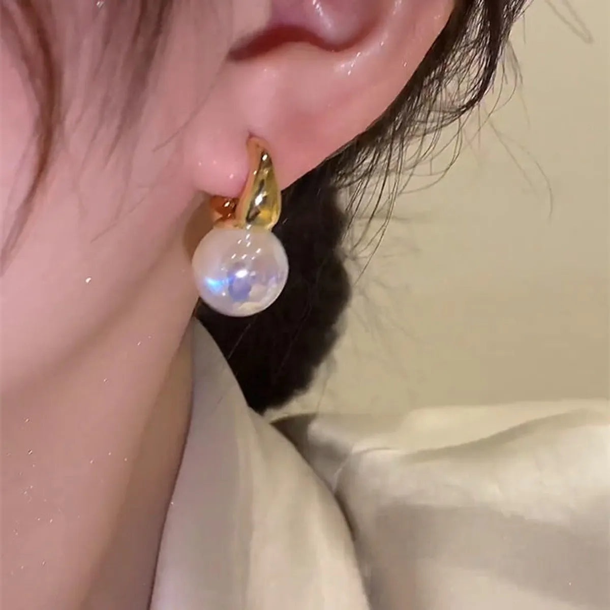 Romantic Geometric Resin Plating Artificial Pearls Earrings