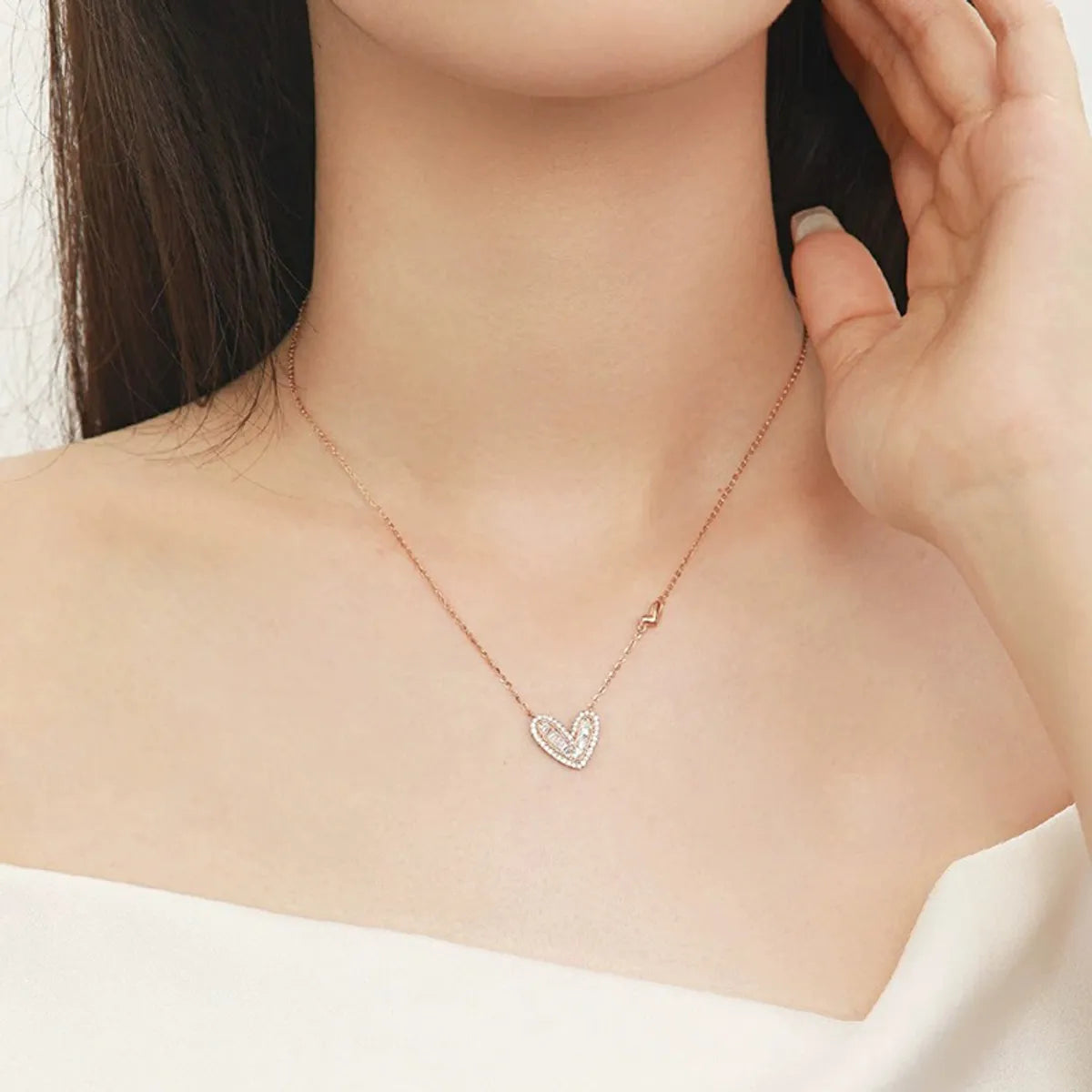 Romantic Heart Necklace Female 925 Loving Heart In Sterling Silver Clavicle Chain Dopamine Light Luxury Minority Gift For Girlfriend Qixi