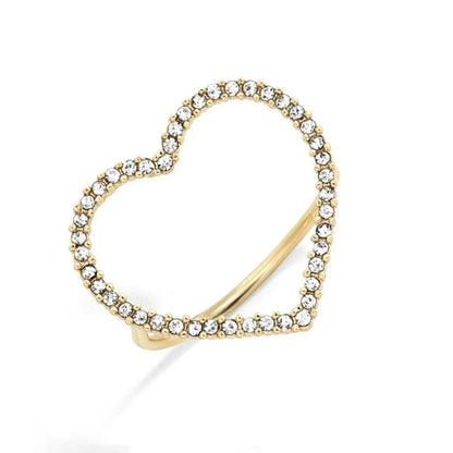 Romantic Heart Shape Alloy Plating Rhinestones Women's Rings 1 Piece