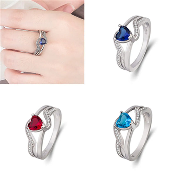 Romantic Heart Shape Copper Inlay Zircon Rings