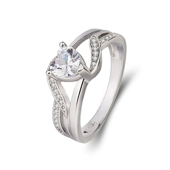 Romantic Heart Shape Copper Inlay Zircon Rings