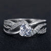 Romantic Heart Shape Copper Inlay Zircon Rings