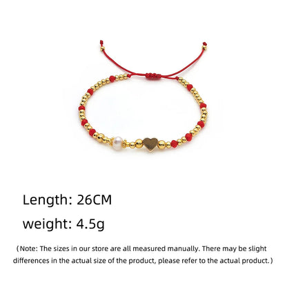 Romantic Heart Shape Crystal Beaded Knitting Women'S Bracelets