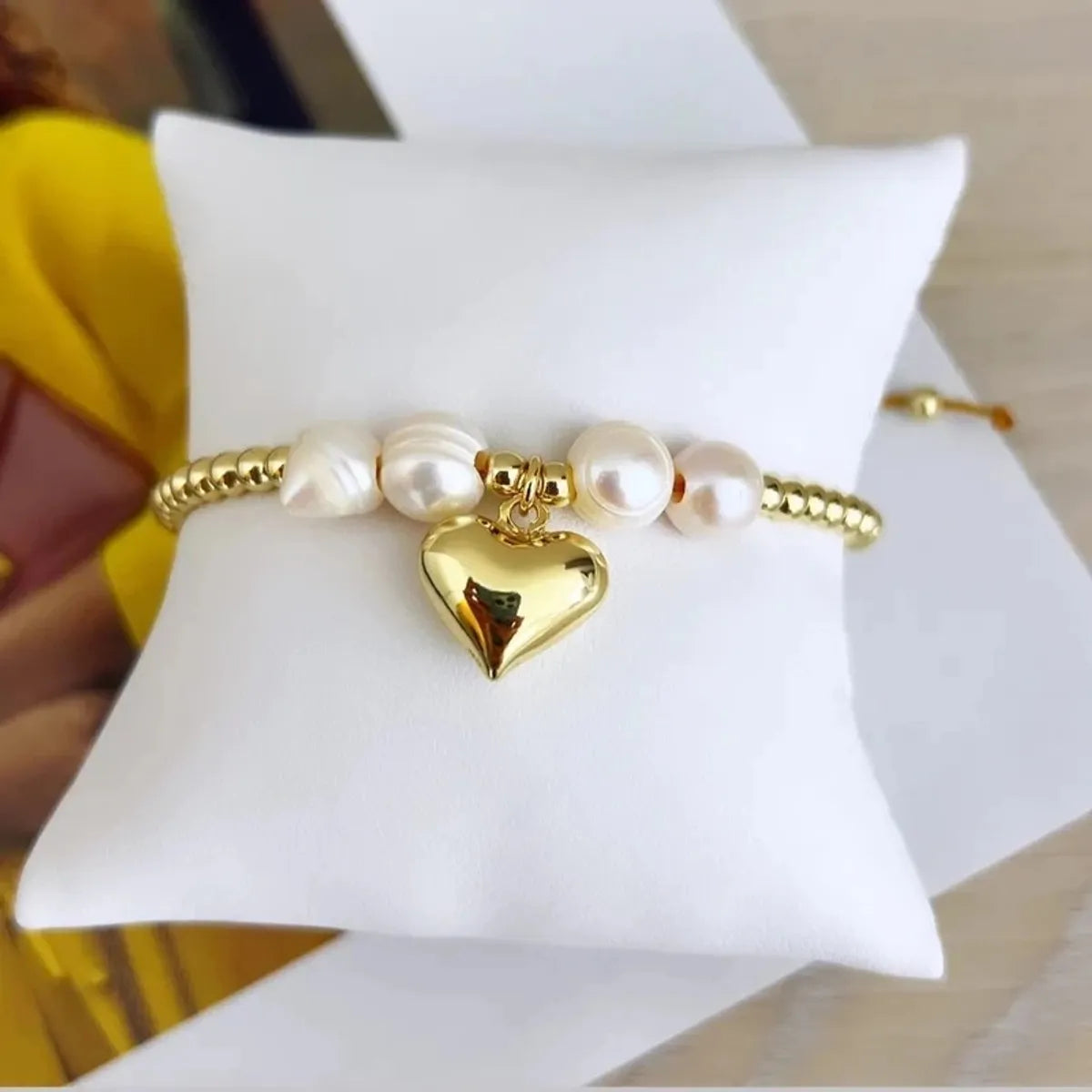 Romantic Heart Shape Freshwater Pearl Metal Wholesale Bracelets