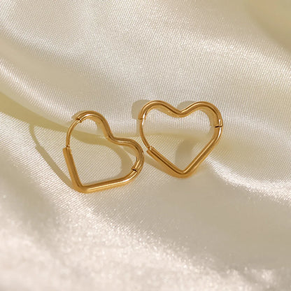 Romantic Heart Shape Stainless Steel Earrings Gold Plated Stainless Steel Earrings