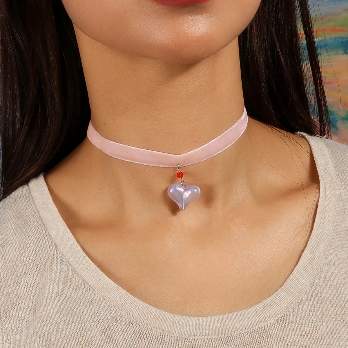 Romantic Heart Shape Velvet Synthetic Resin Valentine's Day Women's Choker