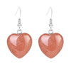 Romantic Heart Shaped Natural Stone And Copper Fish Hook Earrings Minimalist Semi Precious Crystal Earrings