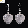 Romantic Heart Shaped Natural Stone And Copper Fish Hook Earrings Minimalist Semi Precious Crystal Earrings