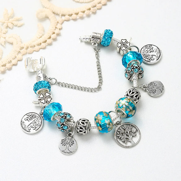 Romantic Pastoral Four Leaf Clover Forest Gold Plated Rhinestones Zircon Artificial Crystal Alloy Wholesale Bracelets
