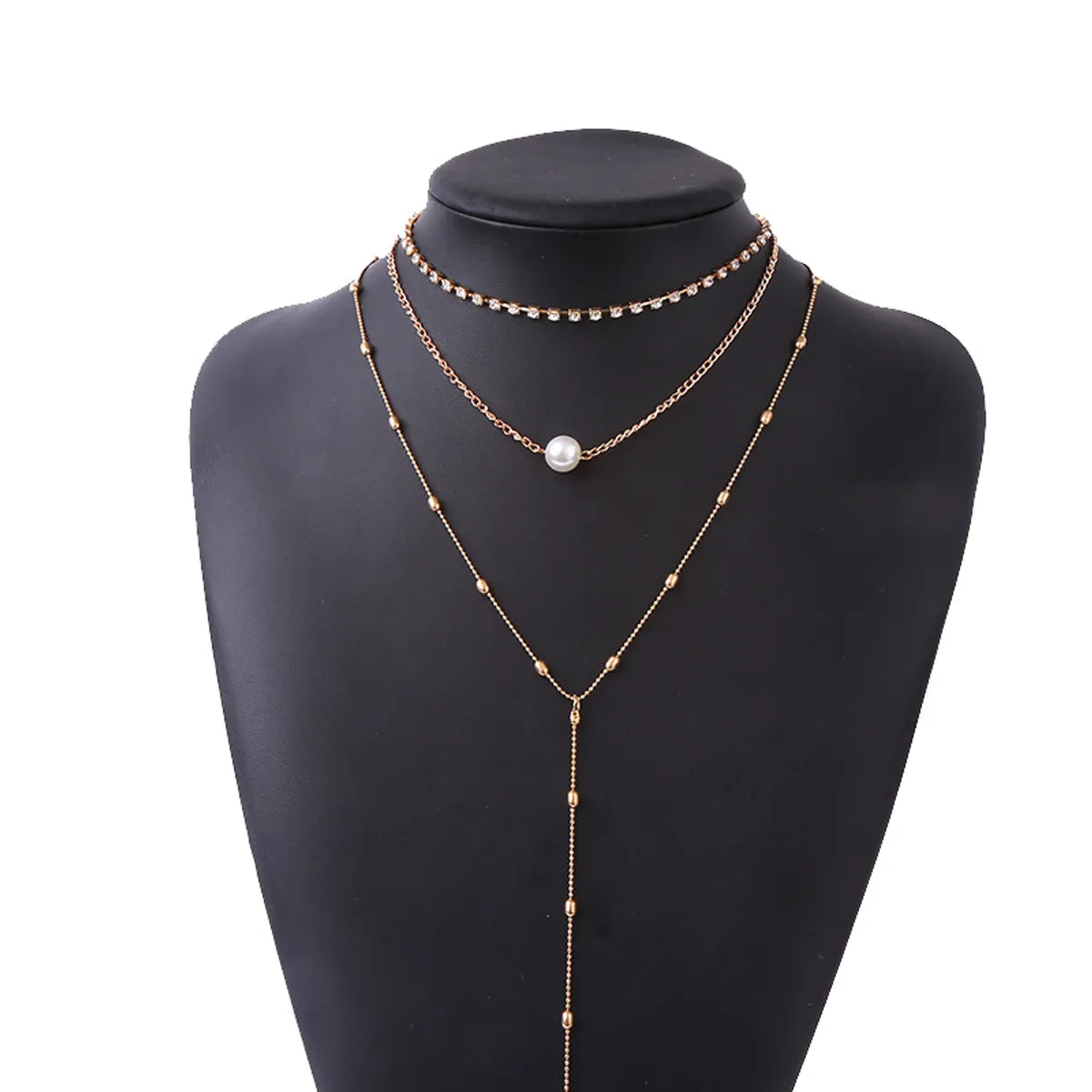 Romantic Pearl Rhinestone Plating Rhinestone Necklace 1 Set