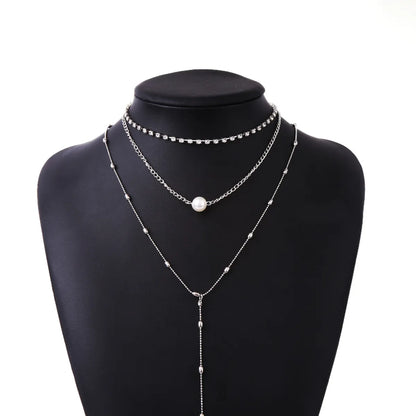 Romantic Pearl Rhinestone Plating Rhinestone Necklace 1 Set