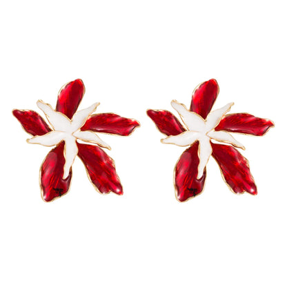 Romantic Petal Alloy Enamel Gold Plated Women'S Earrings 1 Pair