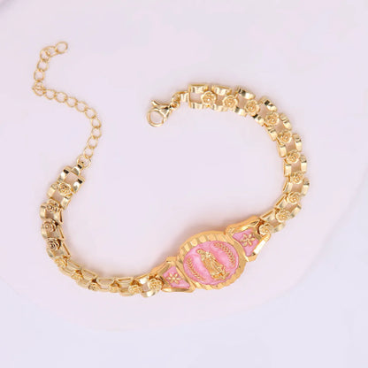 Romantic Portrait Rose Copper Enamel Plating 18k Gold Plated Bracelets