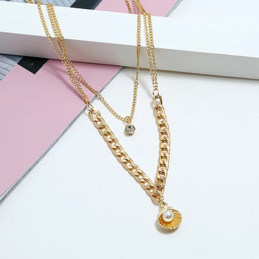 Romantic Shiny Geometric Gold Plated Alloy Wholesale Necklace