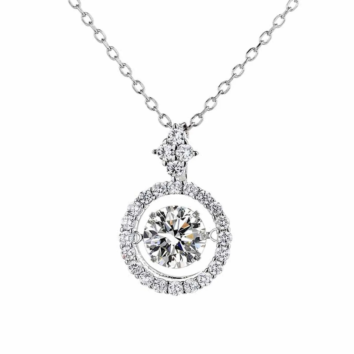 Romantic Shiny Round Rhombus Sterling Silver Moissanite Zircon Pendant Necklace In Bulk