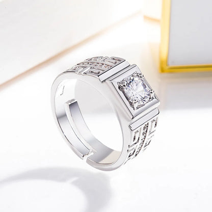 Romantic Shiny Round Square Copper Plating Inlay Zircon White Gold Plated Rings