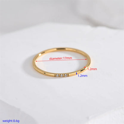 Wholesale Jewelry Romantic Simple Style Circle Titanium Steel Rhinestones 18K Gold Plated Polishing Plating Inlay Rings