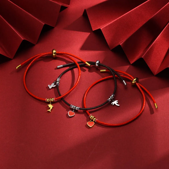 Wholesale Jewelry Romantic Simple Style Dolphin Heart Shape 201 Stainless Steel Leather Plating Bracelets