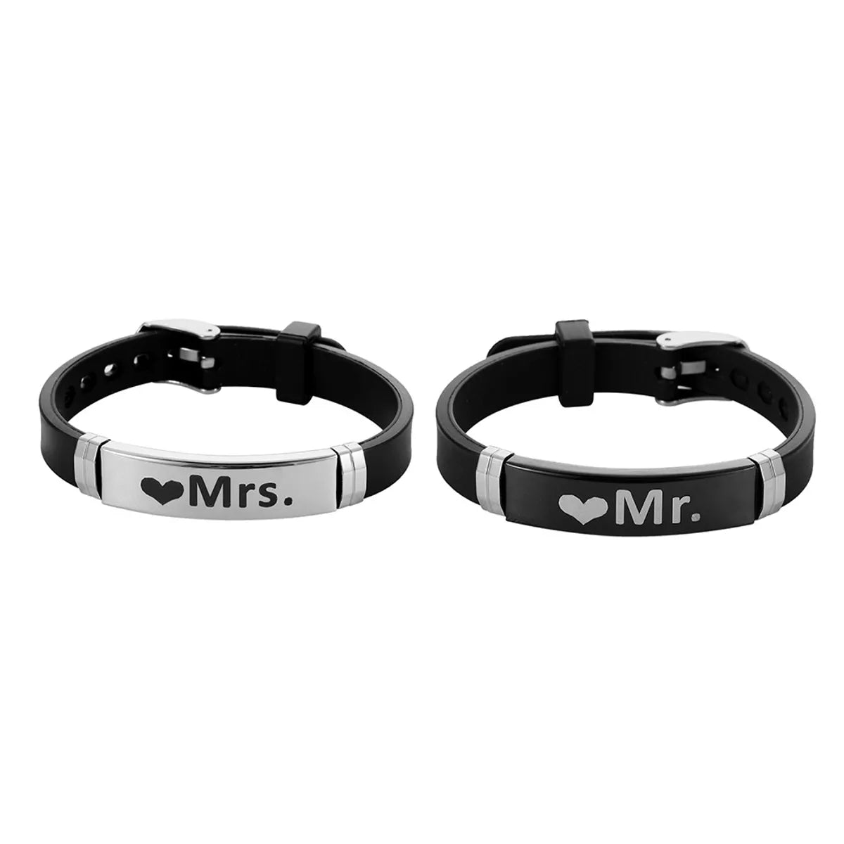 Romantic Simple Style Gesture Stainless Steel Silica Gel Wholesale Wristband