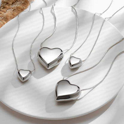 Romantic Simple Style Heart Shape Titanium Steel Plating Pendant Necklace