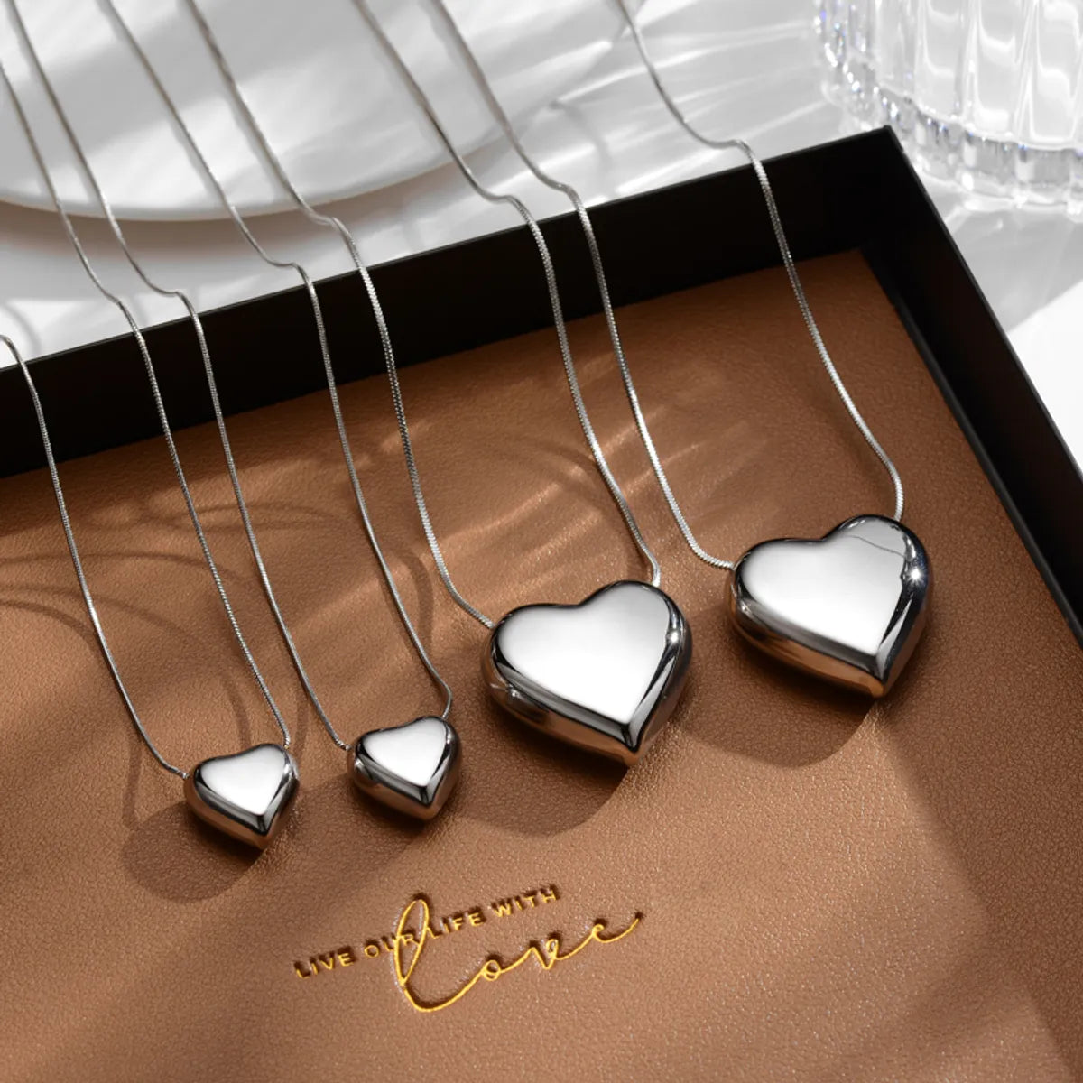 Romantic Simple Style Heart Shape Titanium Steel Plating Pendant Necklace