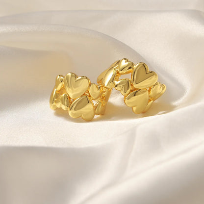 Romantic Simple Style Korean Style Heart Shape Copper Plating 18k Gold Plated Open Rings