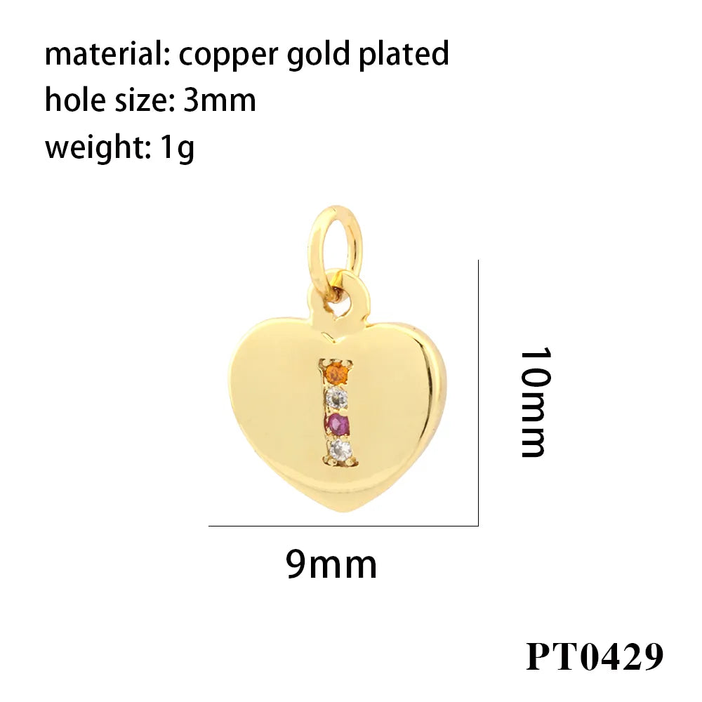 Romantic Simple Style Letter Heart Shape Copper Plating Inlay Zircon 18k Gold Plated Charms