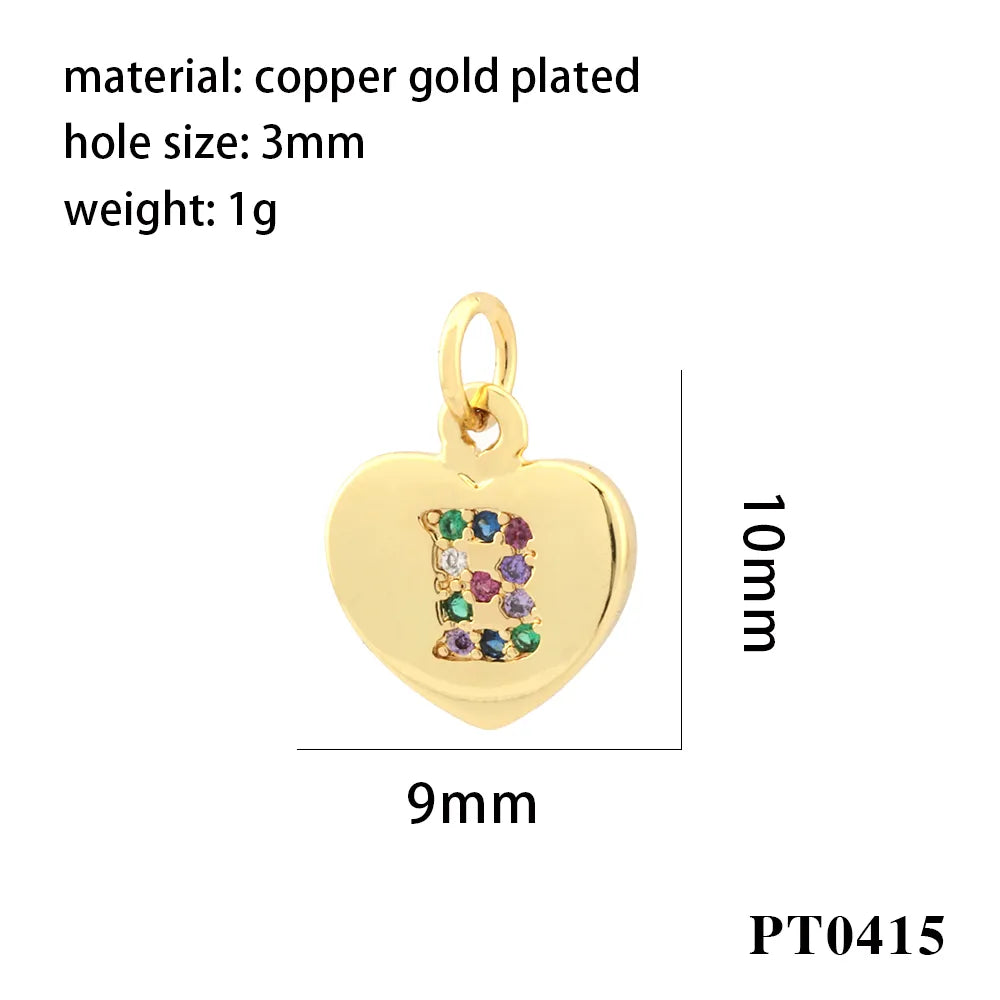 Romantic Simple Style Letter Heart Shape Copper Plating Inlay Zircon 18k Gold Plated Charms