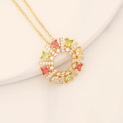 Romantic Sweet Commute Heart Shape Flower Copper Plating Inlay Zircon Pendant Necklace