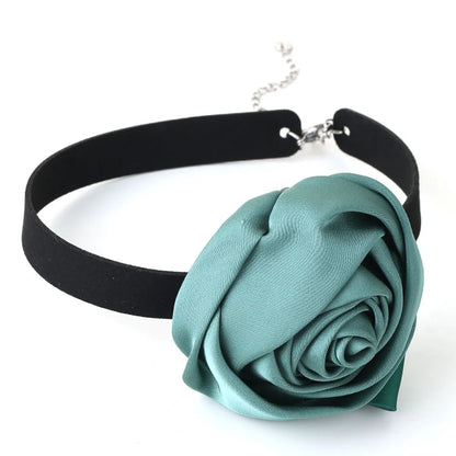 Romantic Sweet Commute Rose Stainless Steel Cloth Velvet Handmade Women's Choker