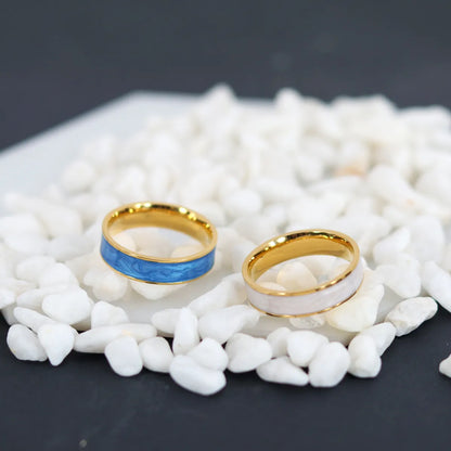 Romantic Sweet Commute Solid Color Titanium Steel Enamel Plating 18k Gold Plated Rings