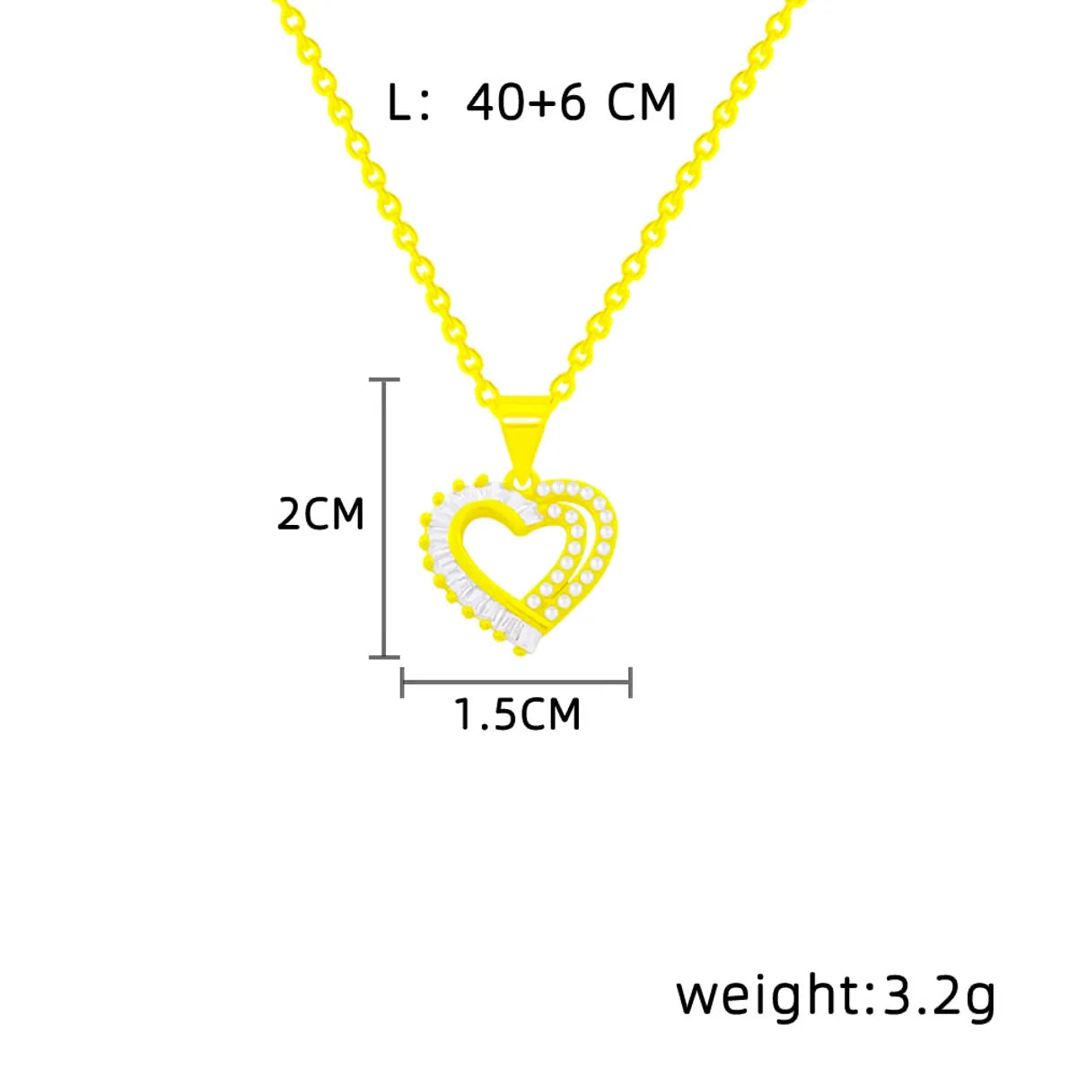 Romantic Sweet Heart Shape Titanium Steel Plating Inlay Artificial Pearls Zircon 18k Gold Plated Pendant Necklace