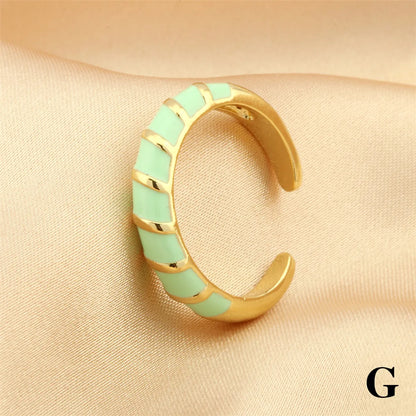 Romantic Sweet Twist Copper Enamel Plating 18k Gold Plated Open Rings