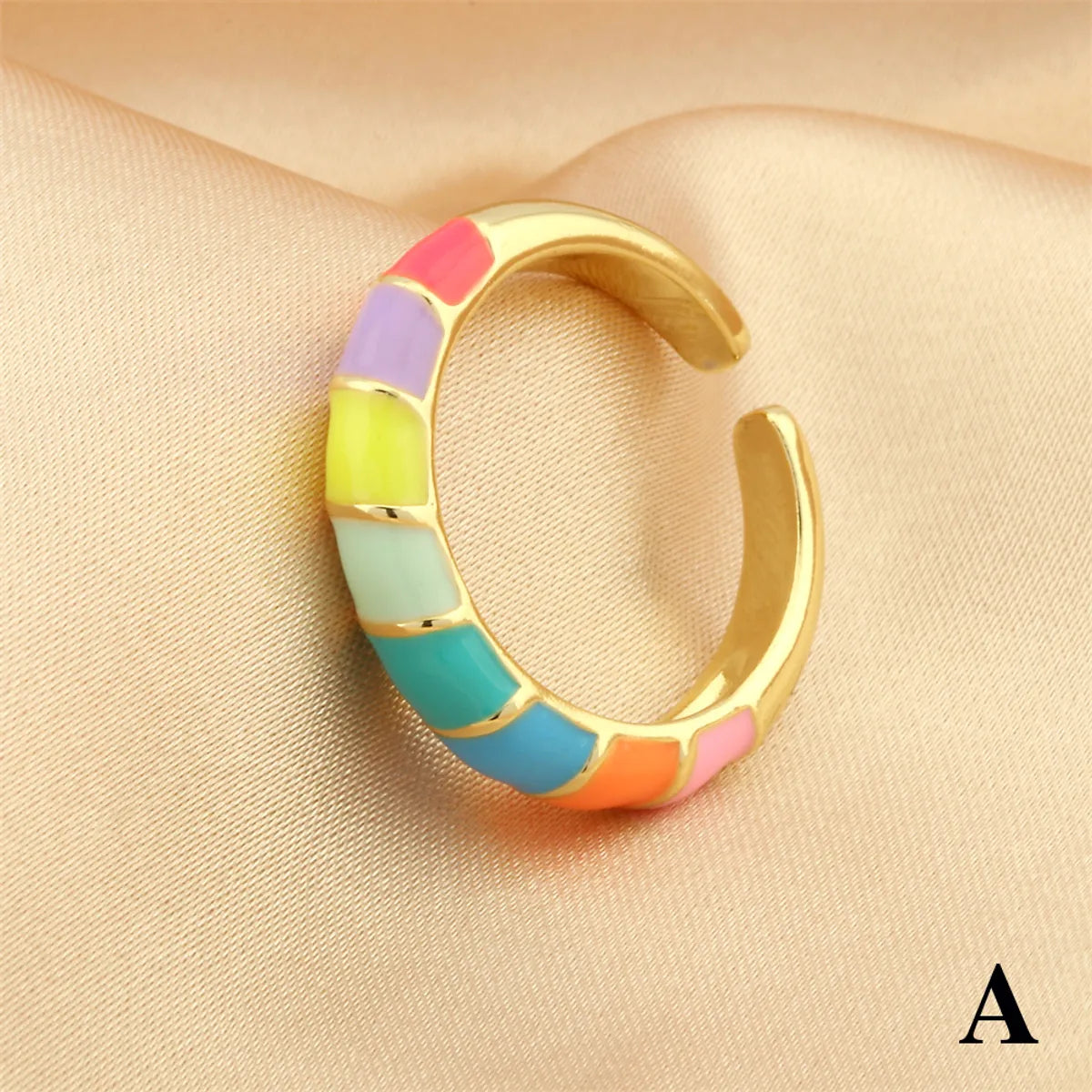 Romantic Sweet Twist Copper Enamel Plating 18k Gold Plated Open Rings