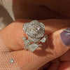 Rose Finger Ring Copper Geometric Drop Shape Zirconia Women's