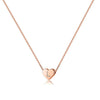 Rose Gold Copper Heart Letter Pendant Necklace Minimalist Electroplated Alphabet Necklace With Regular Chain For Women