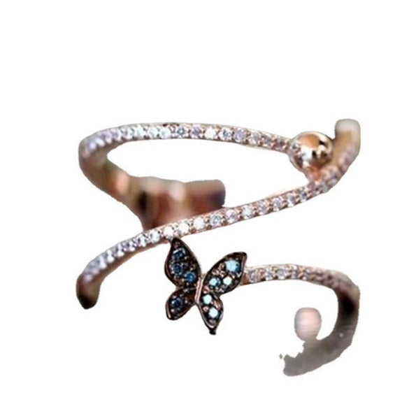 Rose Gold Electroplated Alloy Butterfly Geometric Ring Simple Animal Shape Unisex Fashion Jewelry