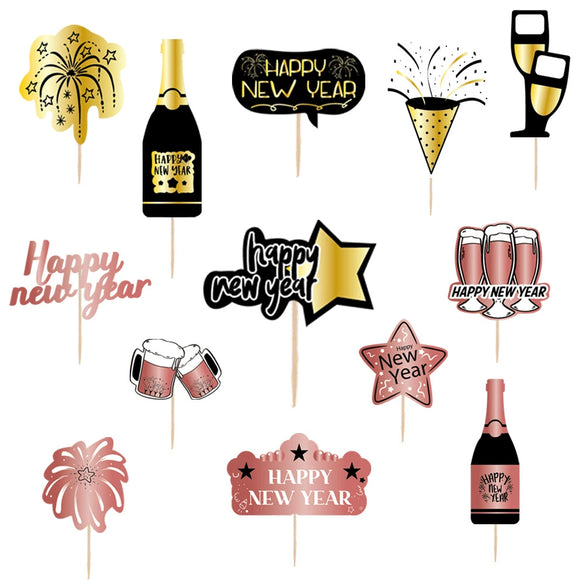 Rose Gold Foil Paper New Year Cake Card Bottle Cake Flag And Christmas Pendant Decoration Wholesale