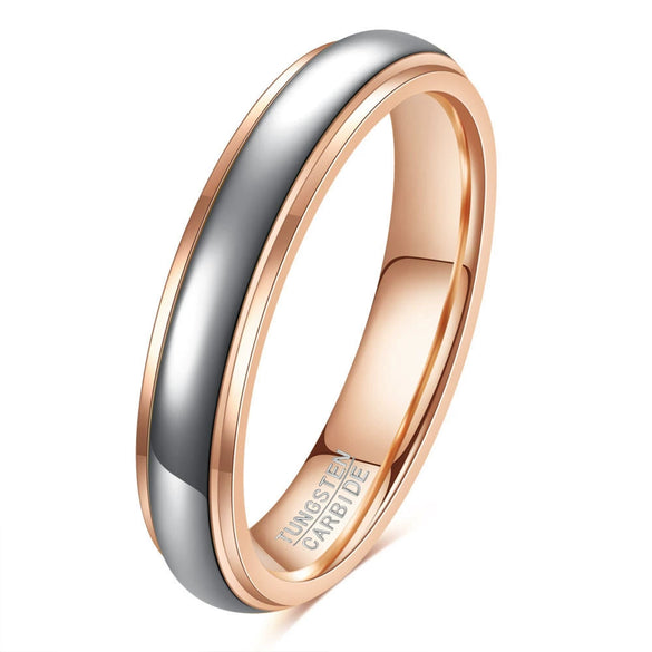 Rose Gold Geometric Curved Tungsten Steel Ring With Doublesided Electroplated Finish For Women And Men