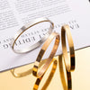 Rose Gold Smooth Oval Titanium Steel Open Cuff Bracelet With Gold Inlaid Finish For Men And Women