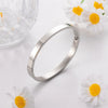 Rose Gold Smooth Oval Titanium Steel Open Cuff Bracelet With Gold Inlaid Finish For Men And Women