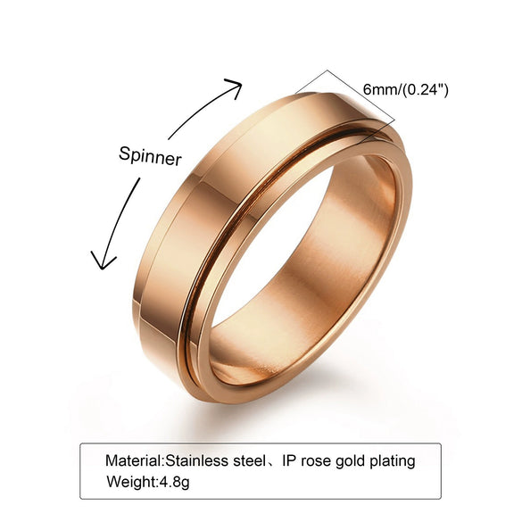 Rotatable Stainless Steel Unisex Ring With Geometric Style And Electroplating Treatment