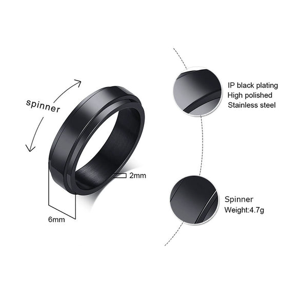 Rotatable Stainless Steel Unisex Ring With Geometric Style And Electroplating Treatment