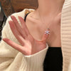 Rotatable Zircon Snowflake Titanium Steel Necklace With Mixed Gem Inlay And Geometric Design