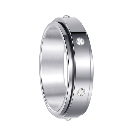 Rotating Decompression Ring Titanium Steel Geometric Electroplated Luxury Microinlaid For Women And Unisex