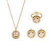 Rotating Flower Niche Fashion Elegant Women's Titanium Steel Necklace Earrings Ring Set With Electroplating